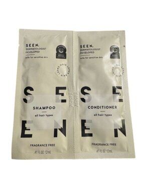 Seen Shampoo and Conditioner All Hair Types Fragrance Free 0.41oz/12mL Sample